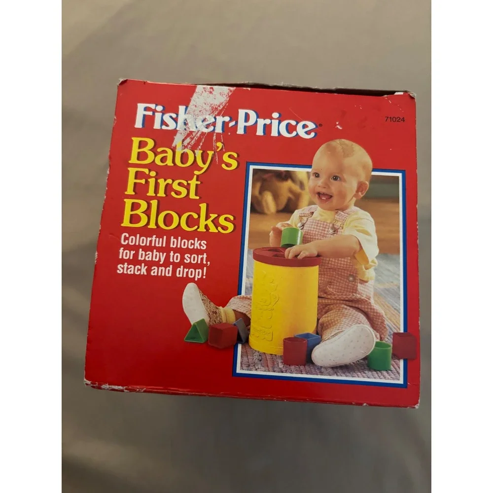 Fisher-Price Babys First Blocks Vintage 71024 Shape Sorter Toy Yellow Red Blue